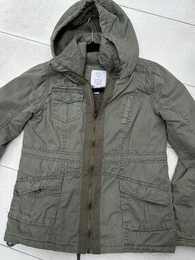 Full Tilt Olive Green Hooded Jacket with Sherpa Lining